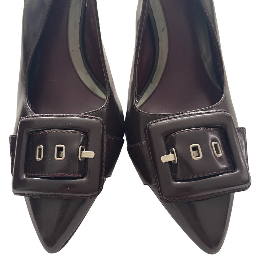 ALFANI Patent Leather Maroon SLINGBACK Heels with large buckle. Size 8